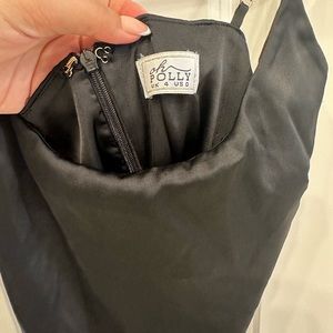 Black satin mini dress